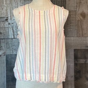 Altar’d State sleeveless top boho button up pastel rainbow stripes